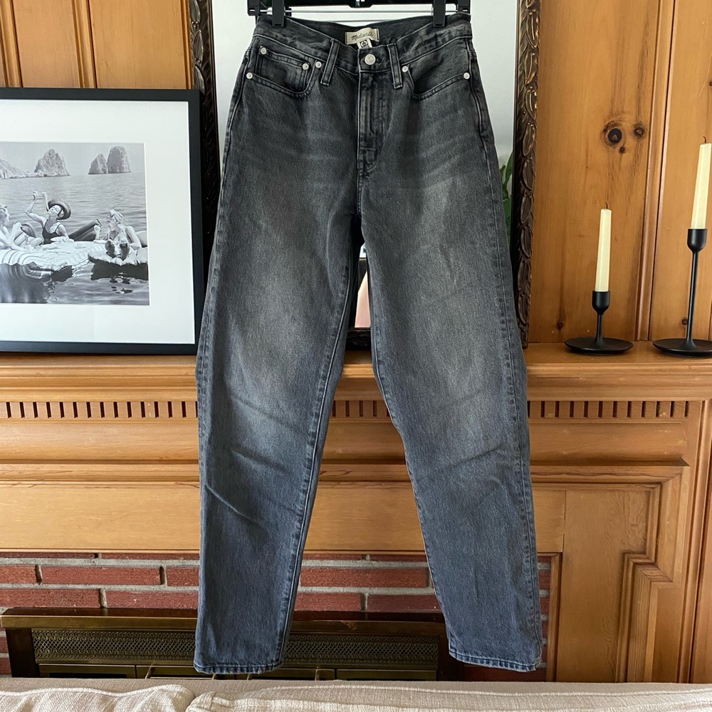 Madewell charcoal grey slouchy boyfriend jean